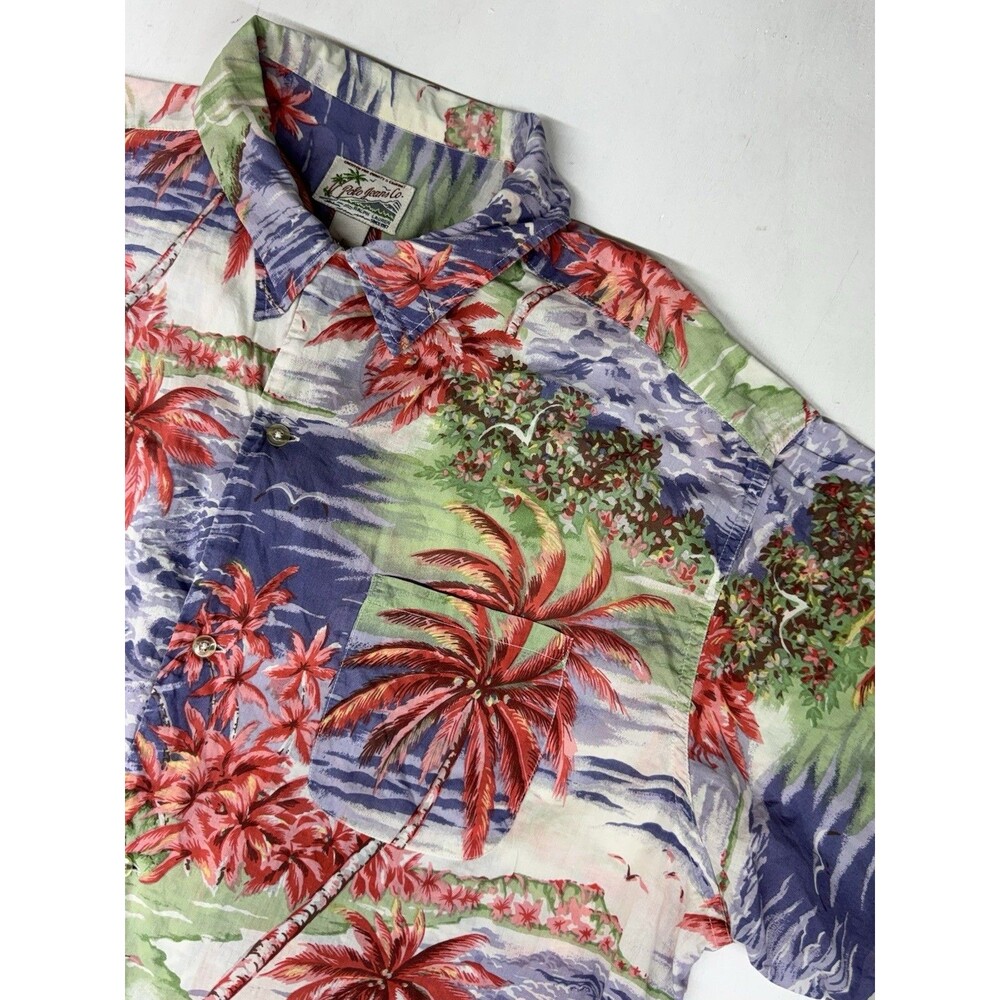 Vintage Polo Ralph Lauren Hawaiian Shirt Palm Trees Waves Birds Mens Large